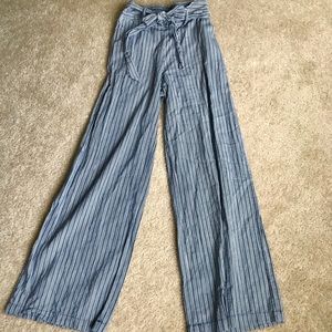 Waist tie striped pants